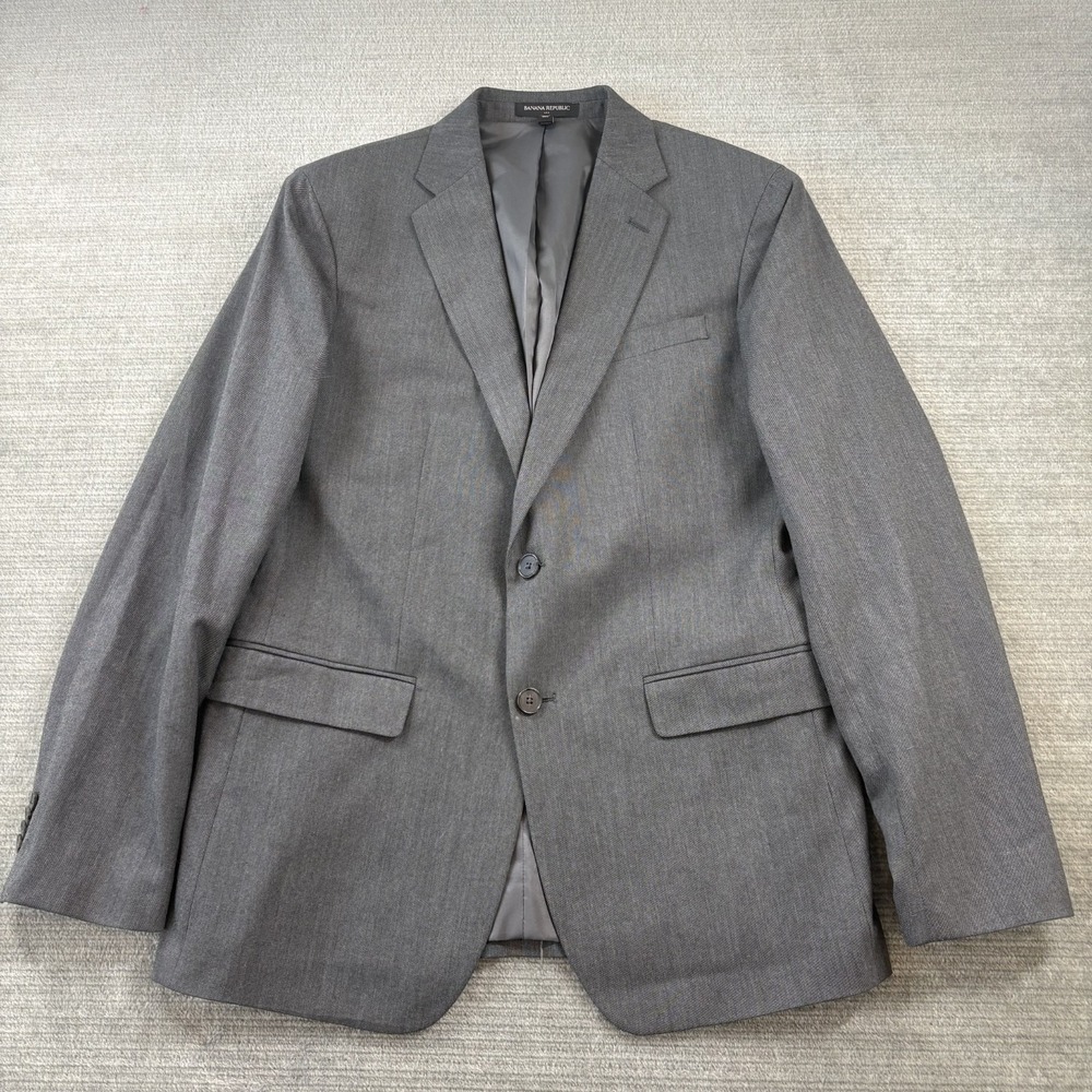 Banana Republic Blazer Mens 40R Gray Two Button Suit Jacket  Casual Slim Fit